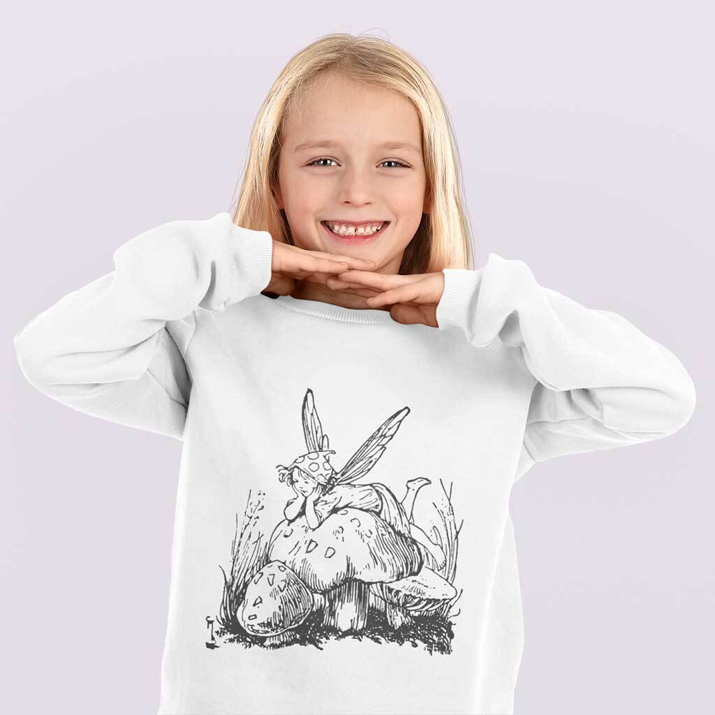 Fairy on a Mushroom Kids Sweatshirt
