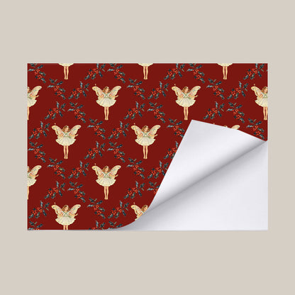 The Christmas Tree Fairy Gift Wrap in Red Berry